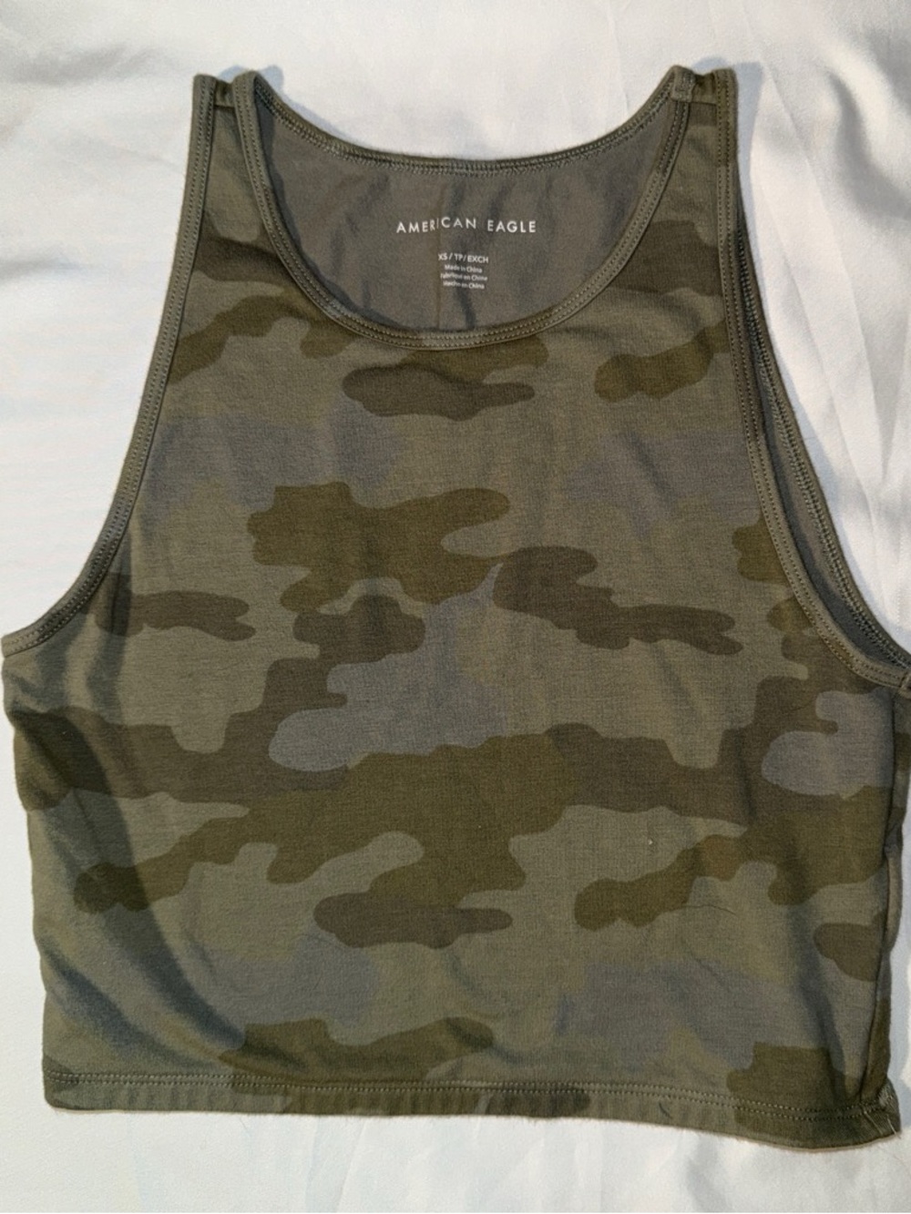 American Eagle Olive Camo Crop Tank Top